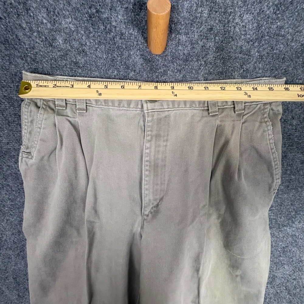 Dockers Chinos Mens 34x30 Khaki Grey Pleated Cotton Pants Vintage Made in USA - Picture 7 of 10
